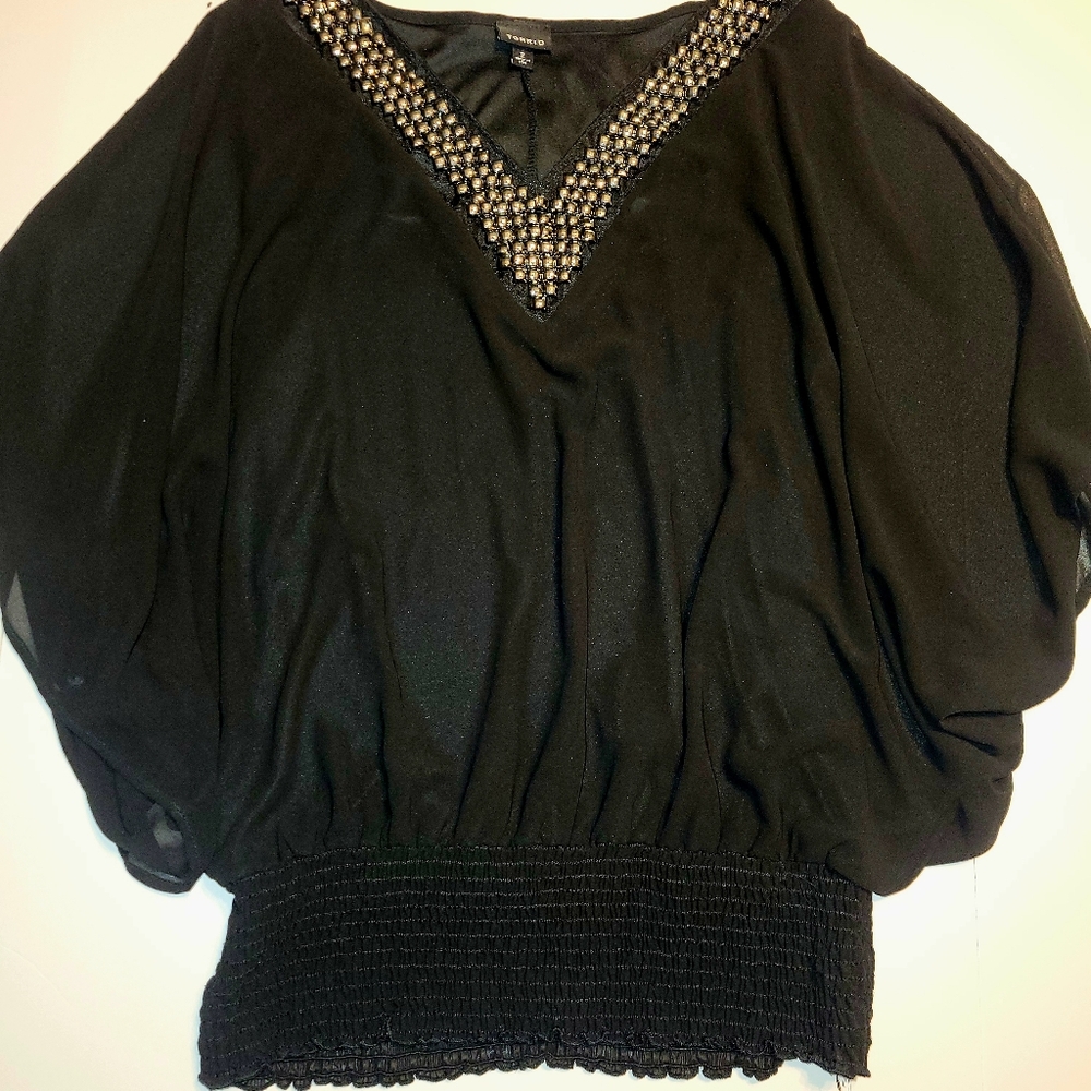 Torrid V-neck Blouse w Shirred waist